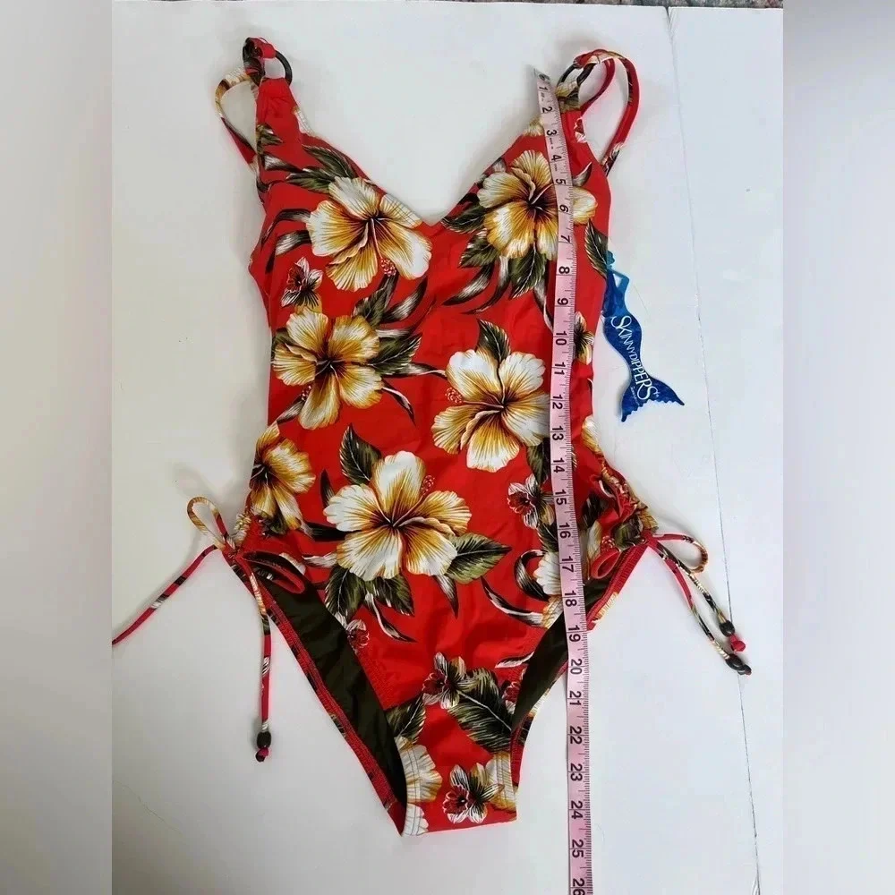 NWT Red Tropical Flowers Skinny Dippers Miraclesuit 1 pc Women's Swimsuit Sz S - Picture 6 of 6